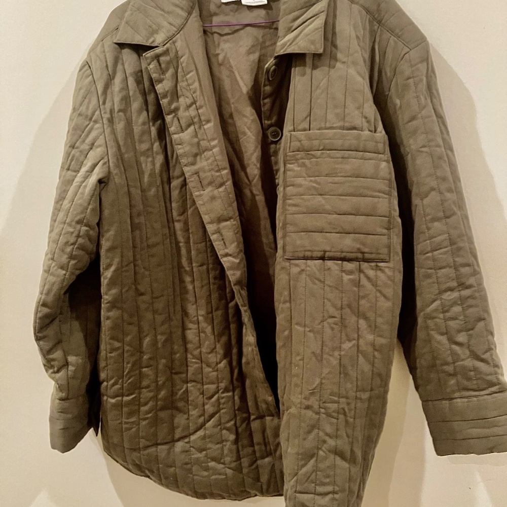 Nordstrom Treasure & Bond Olive Quilted Shacket Oversized